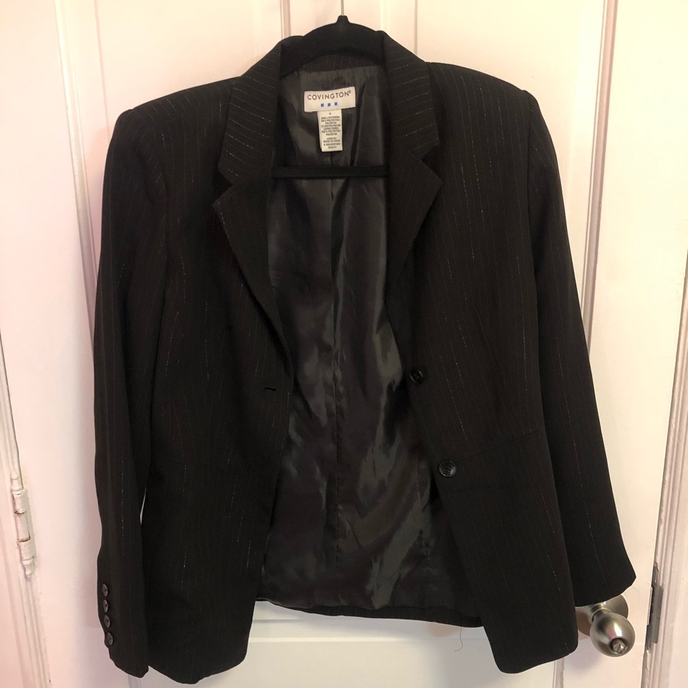 Black Blazer with Treading Line Detail